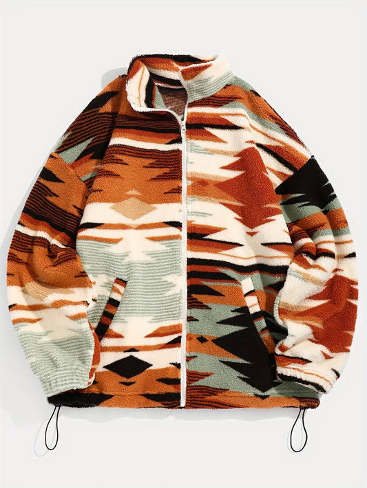 Men’s Jacket with Full Zip, Lined Design, All-Over Pattern, Adjustable Hem and Elastic Cuffs 1