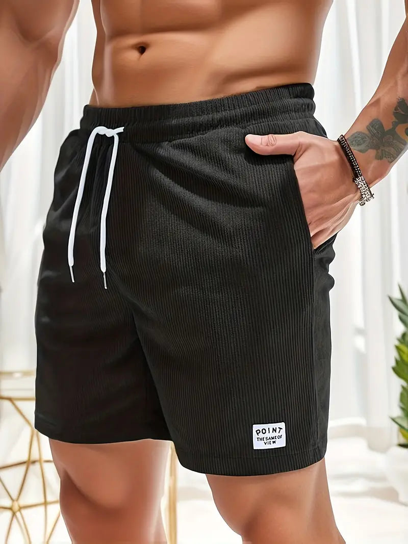 Men's Drawstring Swim Shorts with Elastic Waist and Back Pocket