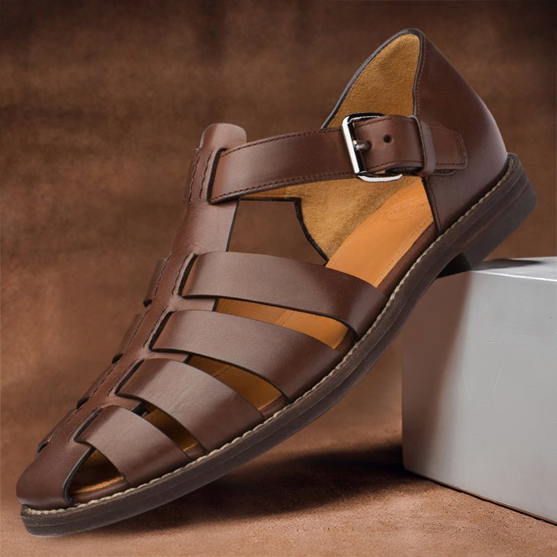 Men's Fisherman Sandals with Buckle Strap and Closed Toe