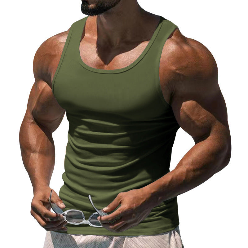 Men's Fitted Sports Tank Top with Scoop Neck and Wide Straps