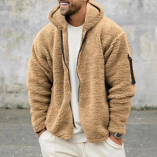 Men's Fleece Hoodie Jacket with Full-Zip and Hood