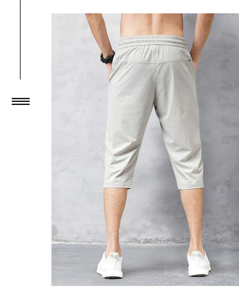 Men's Knee-Length Shorts with Drawstring Waist and Side Pockets