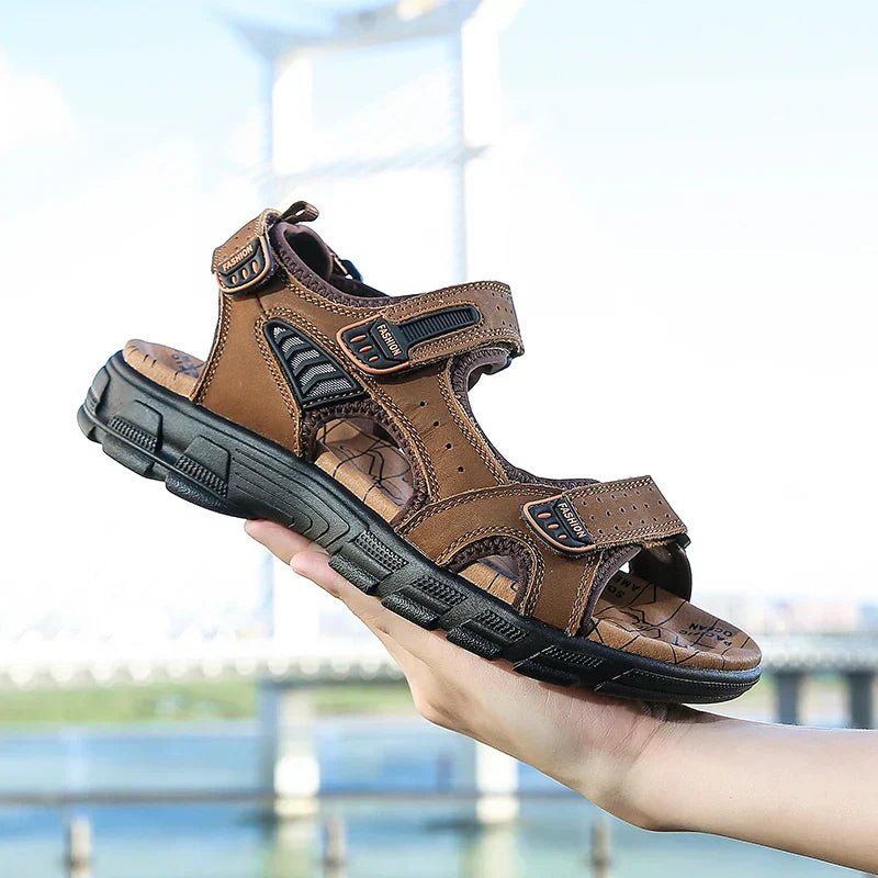 Men's Open-Toe Sandals with Triple Velcro Straps