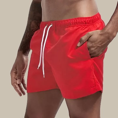 Men's Quick-Dry Swim Shorts with Drawstring Waist and Pockets