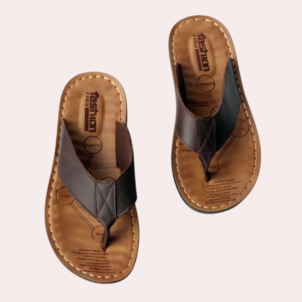 Men's Thong Sandals with Stitched Footbed and Textured Strap