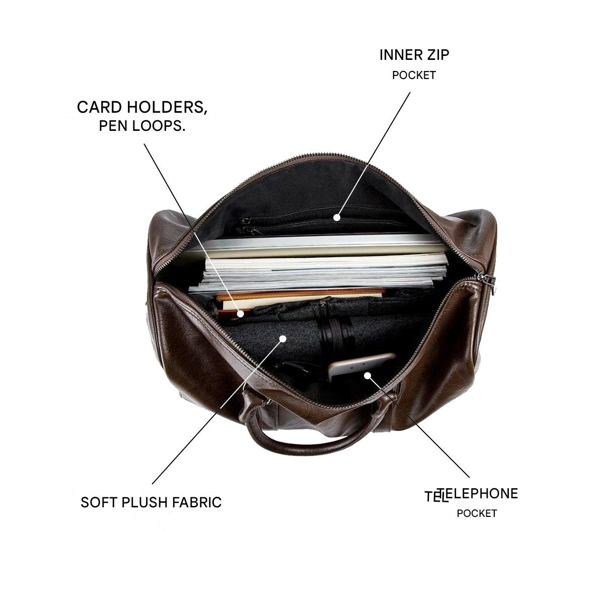 Unisex Lightweight Faux Leather Travel Duffel Bag with Detachable Shoulder Strap