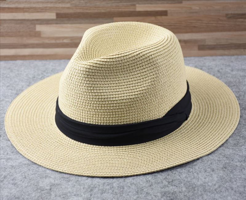 Unisex Wide Brim Panama Beach Hat with Hat Band