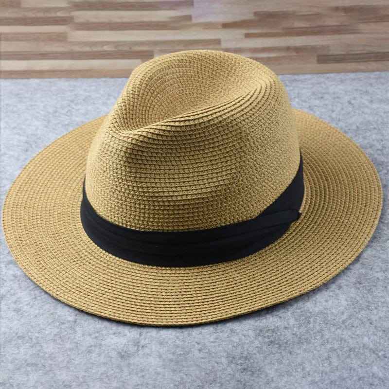 Unisex Wide Brim Panama Hat with Foldable Crown