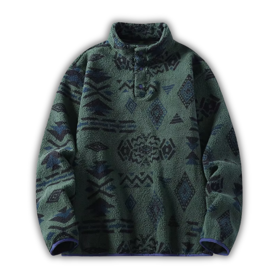 Men’s Pullover with Snap-Button Closure, All-Over Pattern and Kangaroo Pockets 3