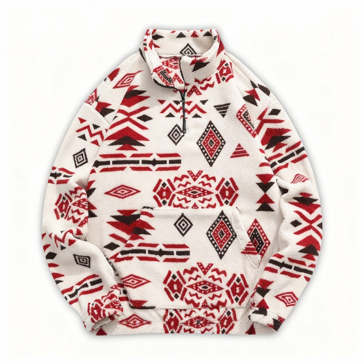 Men’s Pullover with Snap-Button Closure, All-Over Pattern and Kangaroo Pockets 4