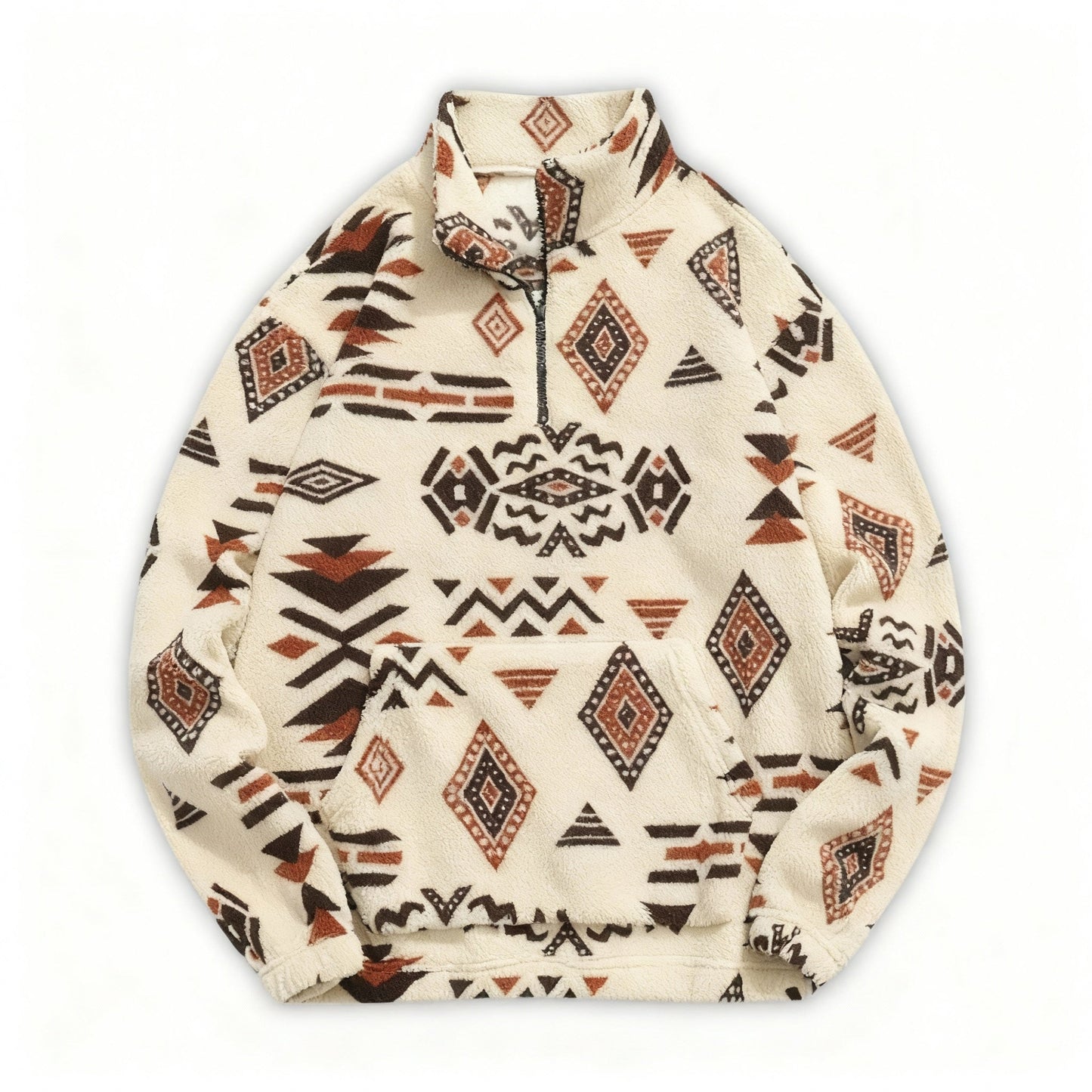 Men’s Pullover with Snap-Button Closure, All-Over Pattern and Kangaroo Pockets 5