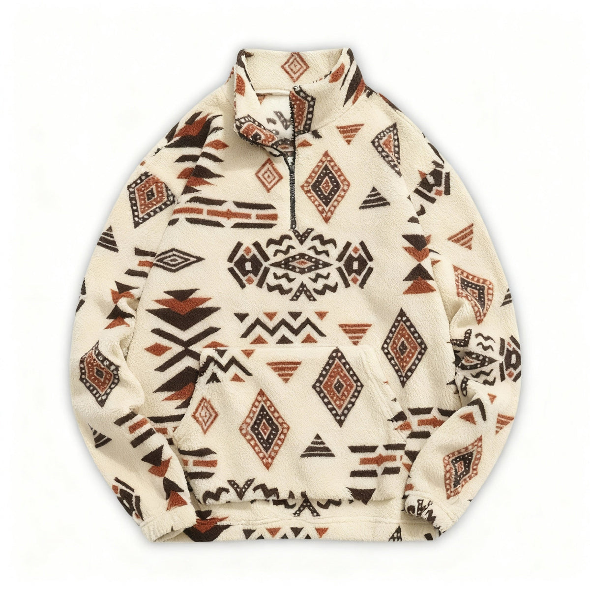 Men’s Pullover with Snap-Button Closure, All-Over Pattern and Kangaroo Pockets 5