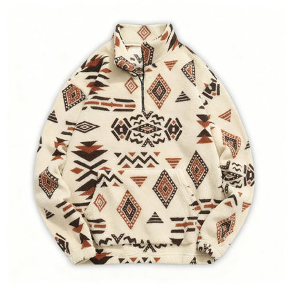 Men’s Pullover with Snap-Button Closure, All-Over Pattern and Kangaroo Pockets 5