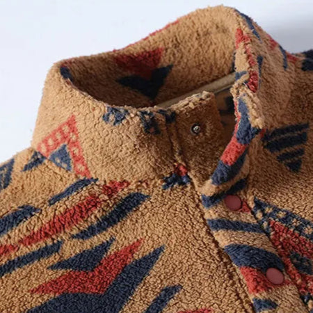 Men’s Pullover with Snap-Button Closure, All-Over Pattern and Kangaroo Pockets 7