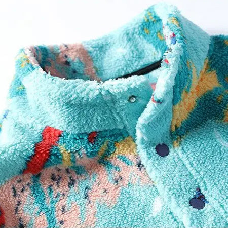 Men’s Pullover with Snap-Button Neckline, Relaxed Fit and All-Over Landscape Pattern 6