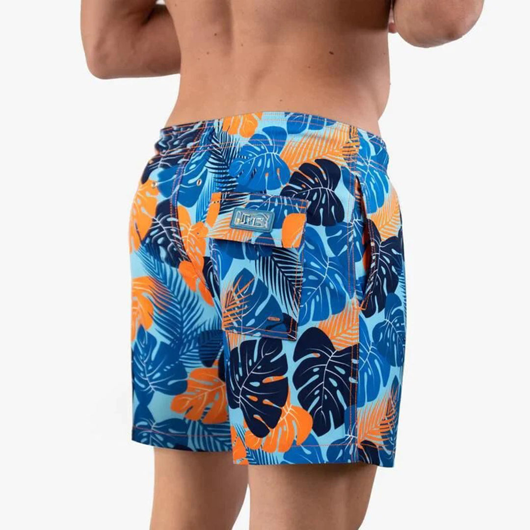 Men's 2-in-1 Swim Shorts with Drawstring Waist and Velcro Pockets