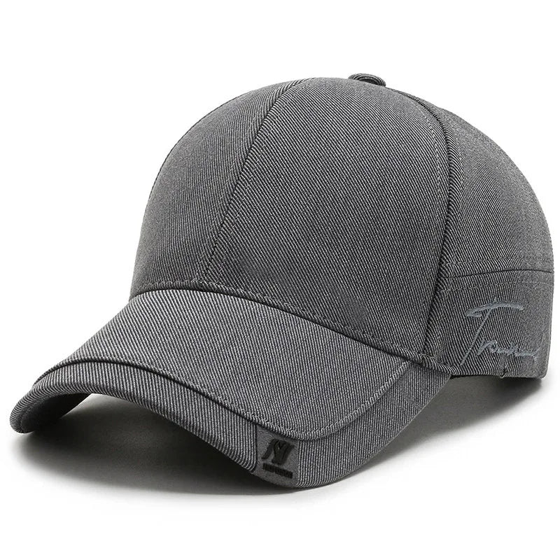 Men's Baseball Cap with Double Layer Brim and Embroidered Detail