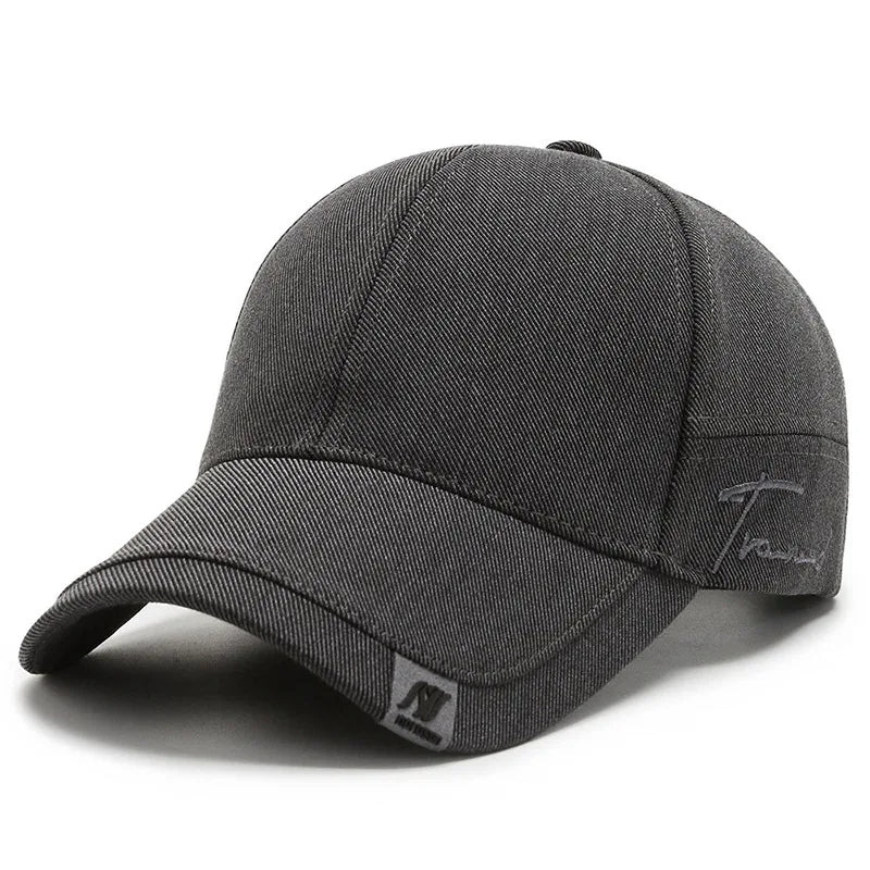 Men's Baseball Cap with Double Layer Brim and Embroidered Detail