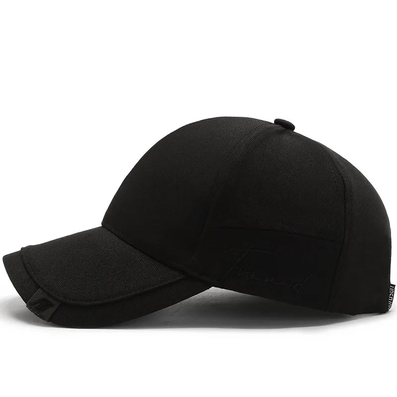 Men's Baseball Cap with Double Layer Brim and Embroidered Detail