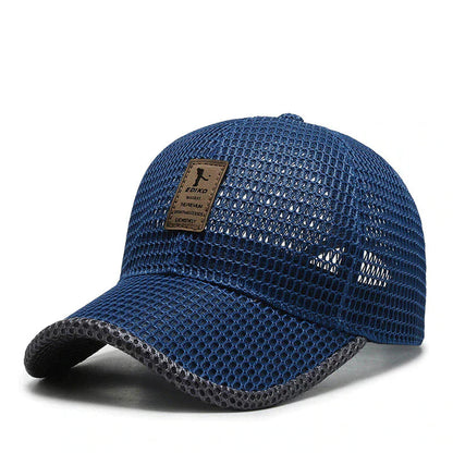Men's Baseball Cap with Mesh Panels and Pre-Curved Visor