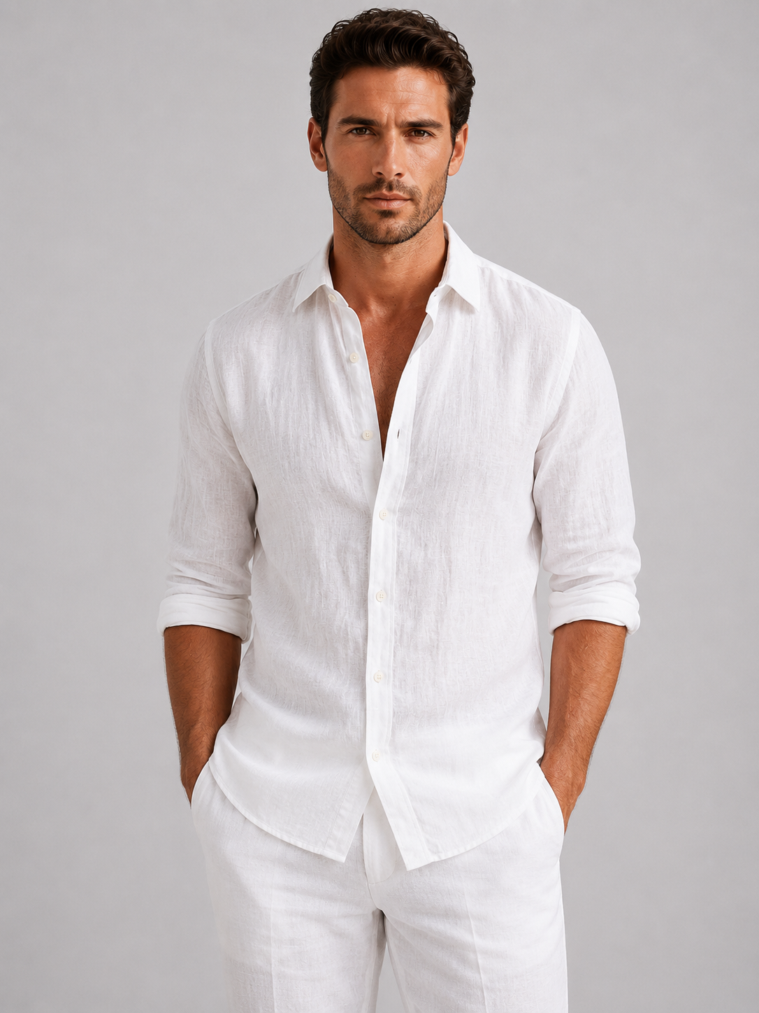 Men's Button-Down Shirt with Classic Collar