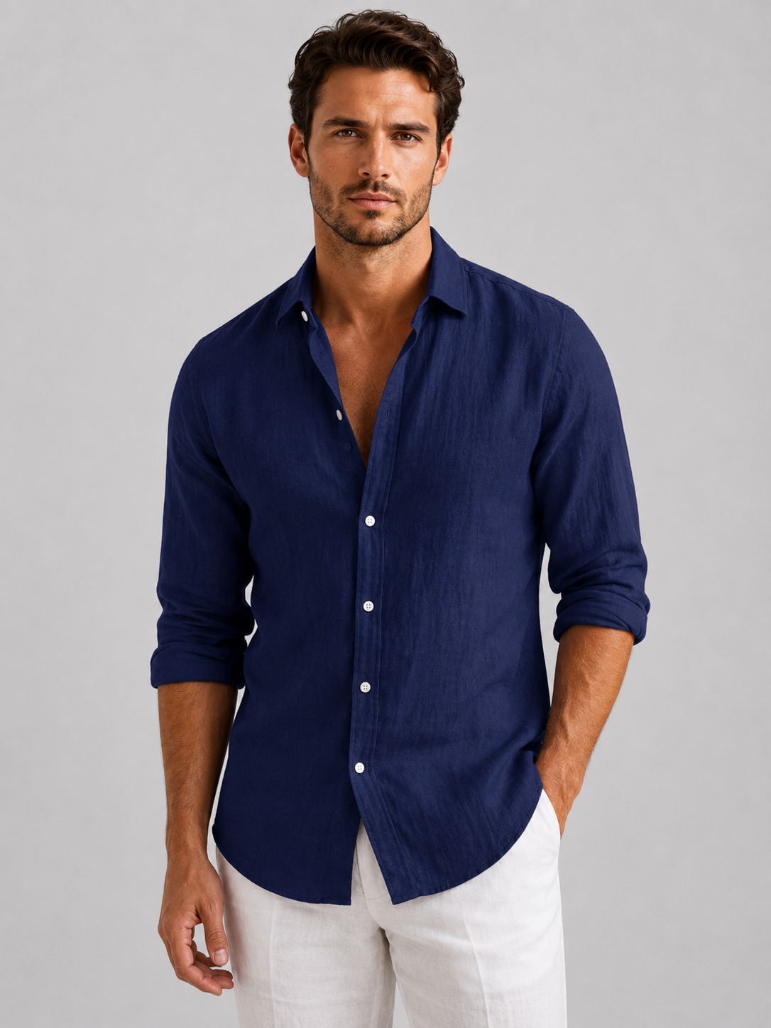 Men's Button-Down Shirt with Classic Collar