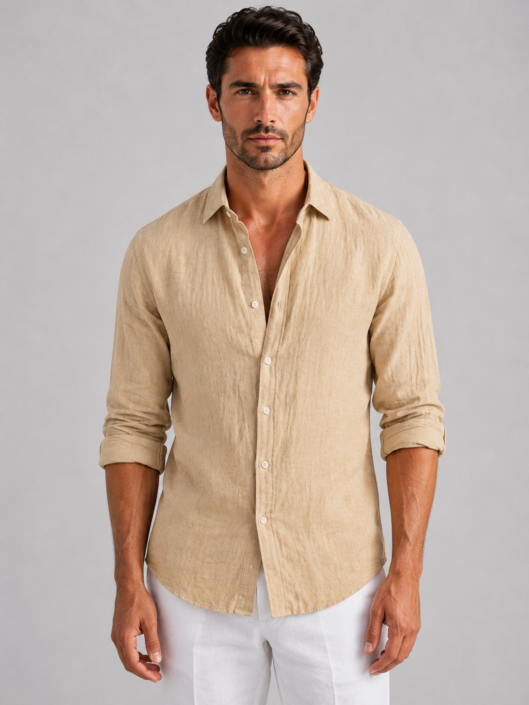 Men's Button-Down Shirt with Classic Collar