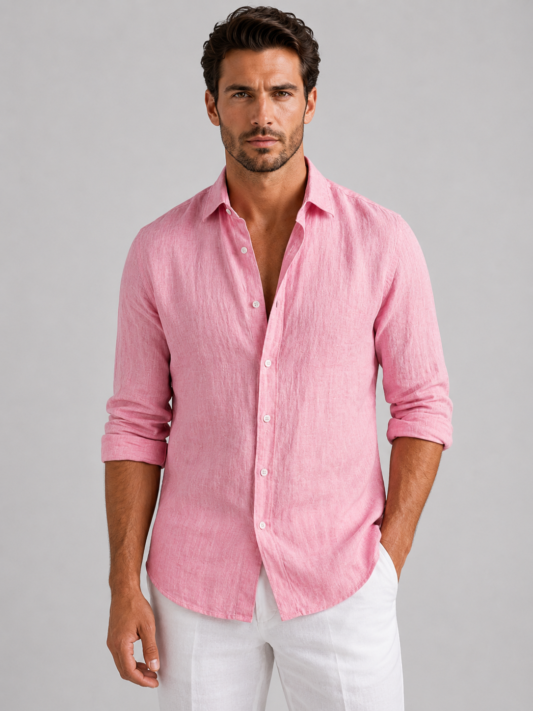 Men's Button-Down Shirt with Classic Collar