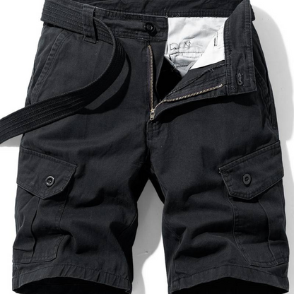 Men's Cargo Shorts with Multiple Flap Pockets and Belt