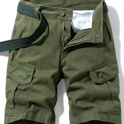 Men's Cargo Shorts with Multiple Flap Pockets and Belt