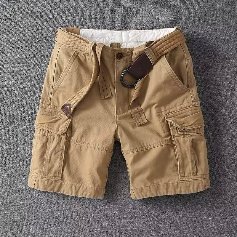 Men's Cargo Shorts with Multiple Pockets and Belt