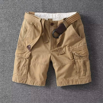 Men's Cargo Shorts with Multiple Pockets and Belt