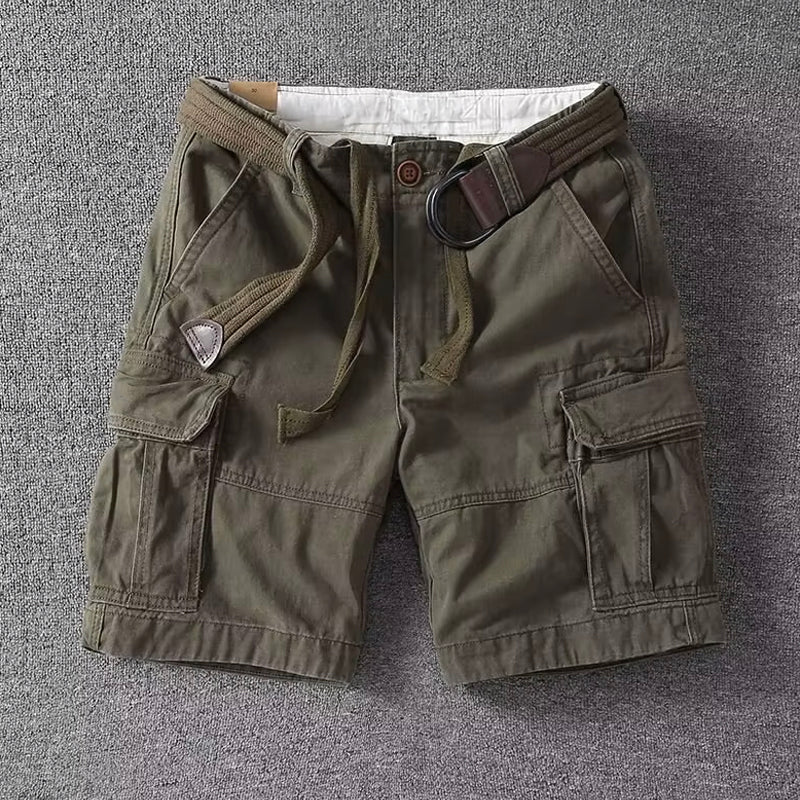 Men's Cargo Shorts with Multiple Pockets and Belt