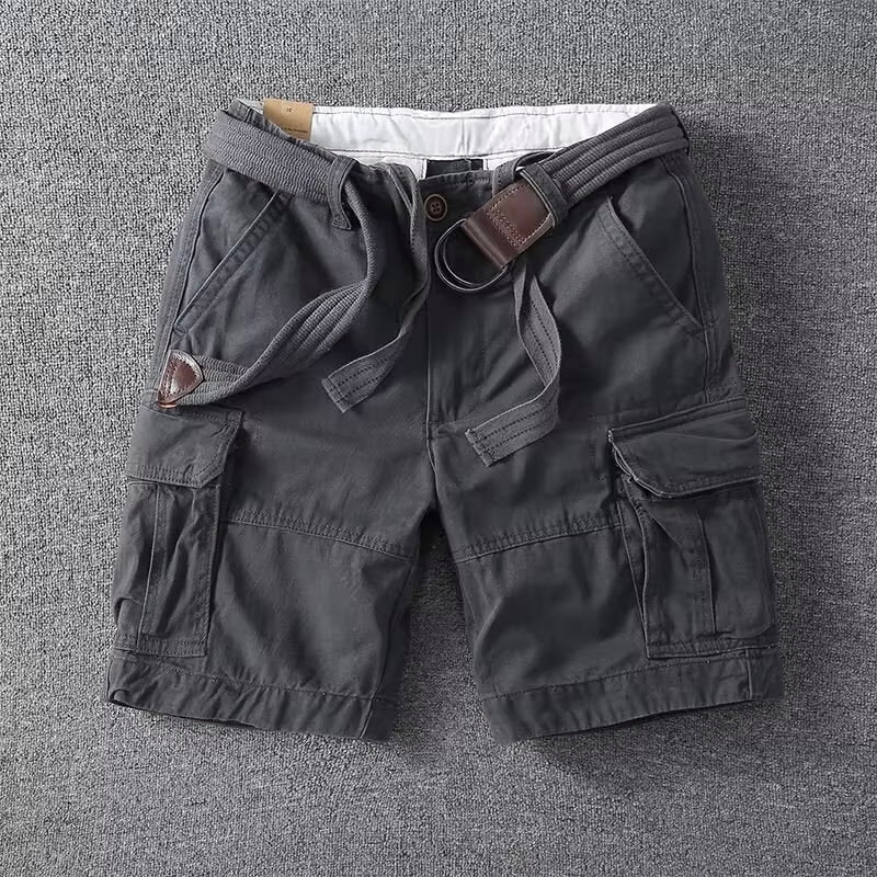 Men's Cargo Shorts with Multiple Pockets and Belt