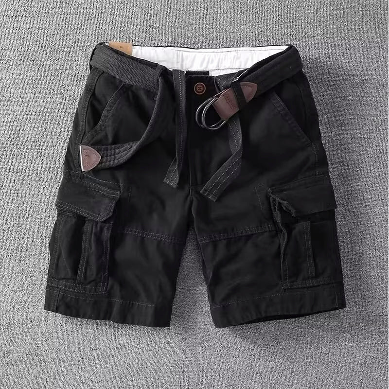 Men's Cargo Shorts with Multiple Pockets and Belt