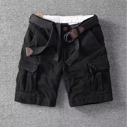 Men's Cargo Shorts with Multiple Pockets and Belt