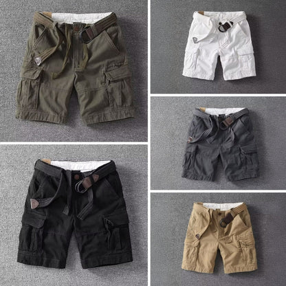 Men's Cargo Shorts with Multiple Pockets and Belt