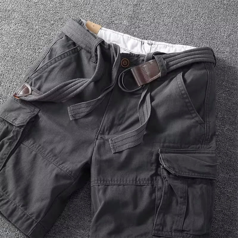 Men's Cargo Shorts with Multiple Pockets and Belt