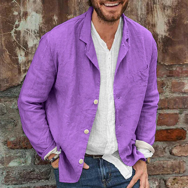 Men's Casual Blazer with Notch Lapel and Button Closure