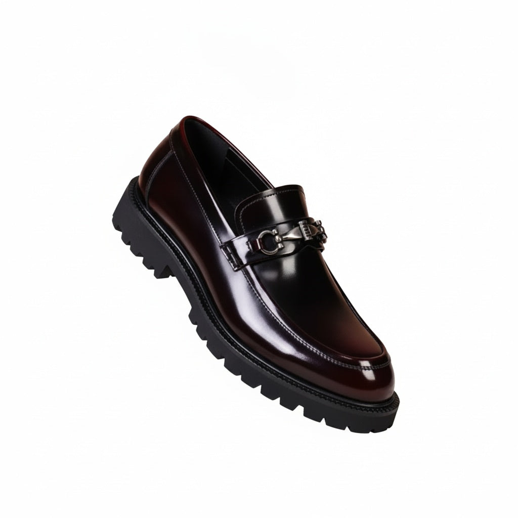 Men's Chunky Sole Loafers with Buckle Trim