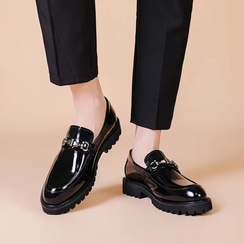 Men's Chunky Sole Loafers with Buckle Trim