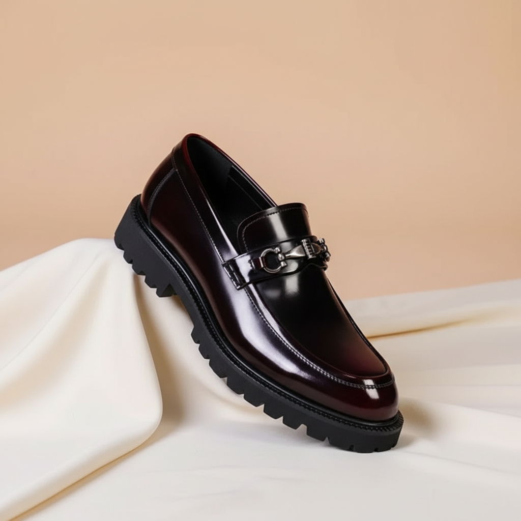 Men's Chunky Sole Loafers with Buckle Trim