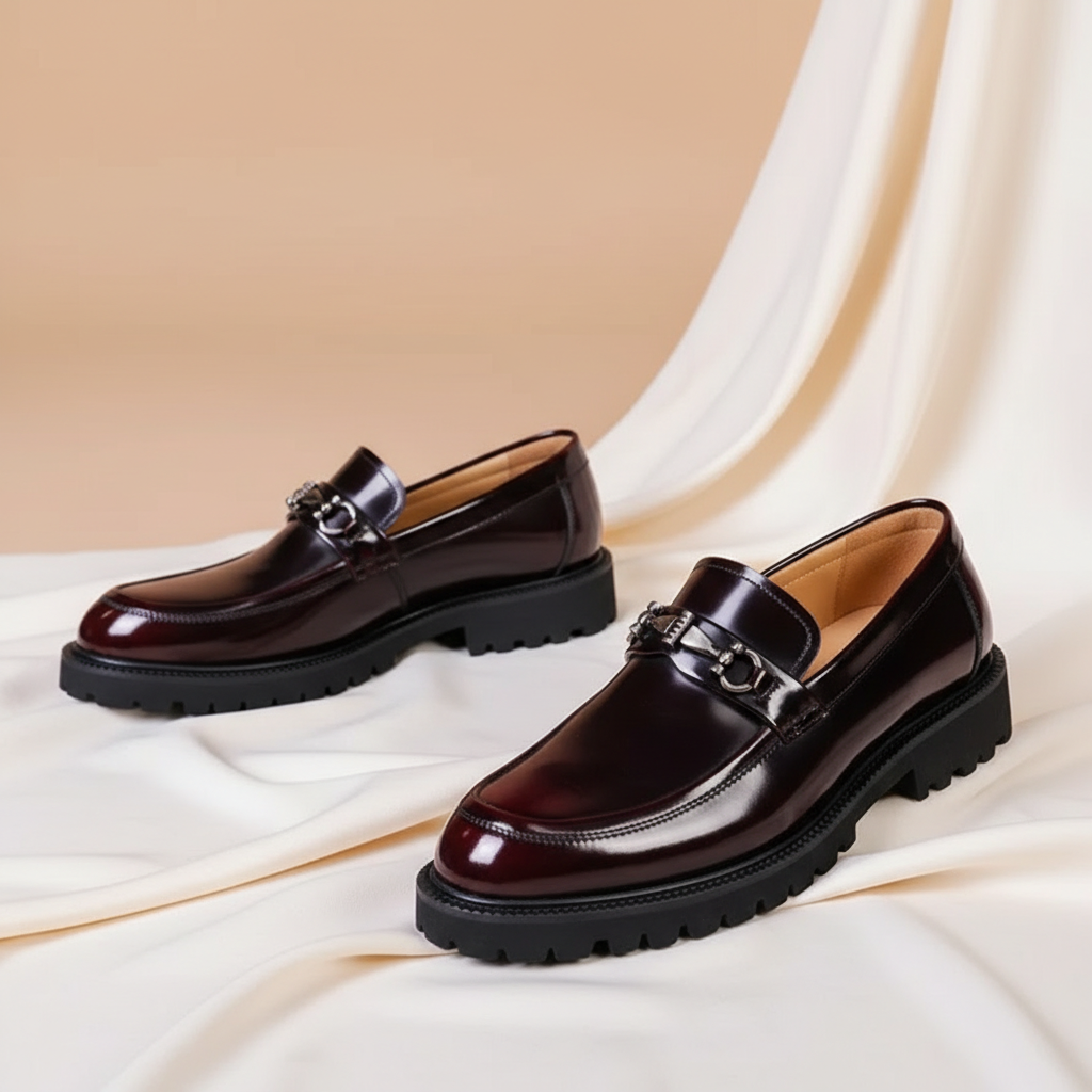 Men's Chunky Sole Loafers with Buckle Trim