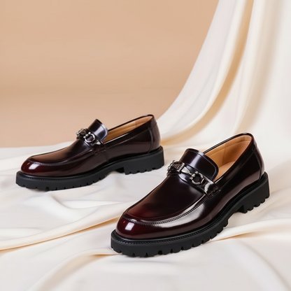 Men's Chunky Sole Loafers with Buckle Trim