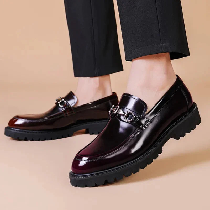 Men's Chunky Sole Loafers with Buckle Trim