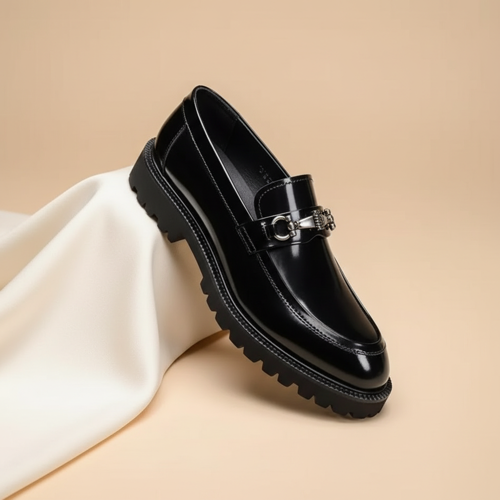 Men's Chunky Sole Loafers with Buckle Trim