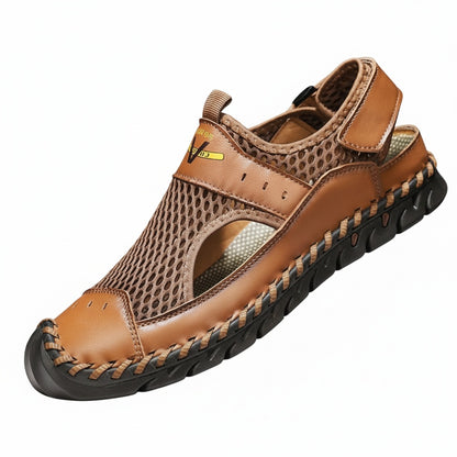 Men's Closed-Toe Sandals with Mesh Upper, Ankle Strap and Braided Outsole