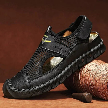 Men's Closed-Toe Sandals with Mesh Upper, Ankle Strap and Braided Outsole