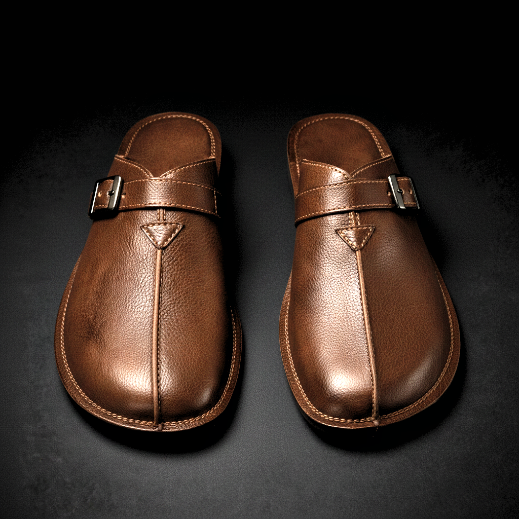 Men's Closed-Toe Slip-On Mules with Buckle Strap