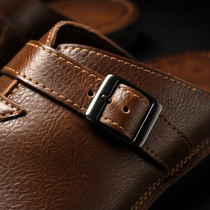 Men's Closed-Toe Slip-On Mules with Buckle Strap